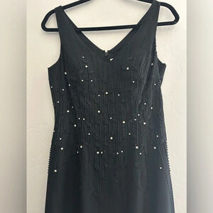 Vintage Speed Fashions Beaded Formal Dress Size Small Black Wedding Guest Fall